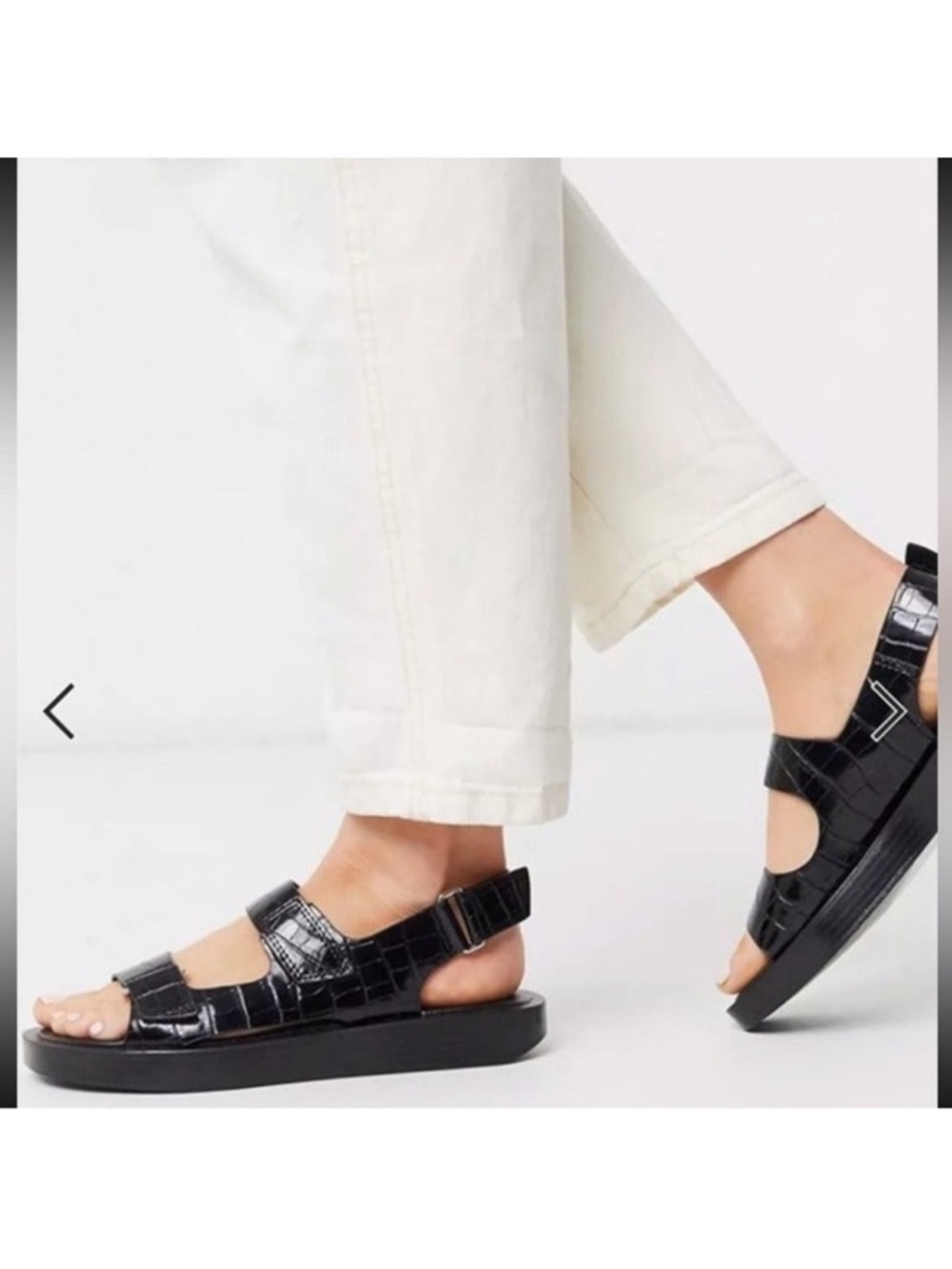 Who What Wear Black Crocodile Dad Sandals